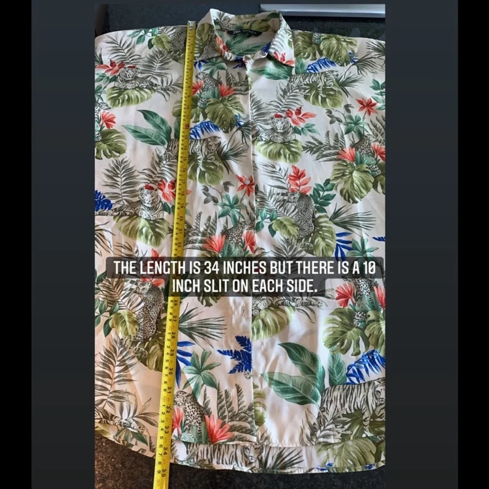 𝐙𝐀𝐑𝐀 Oversized tropical print shirt dress Size M - Picture 10 of 10